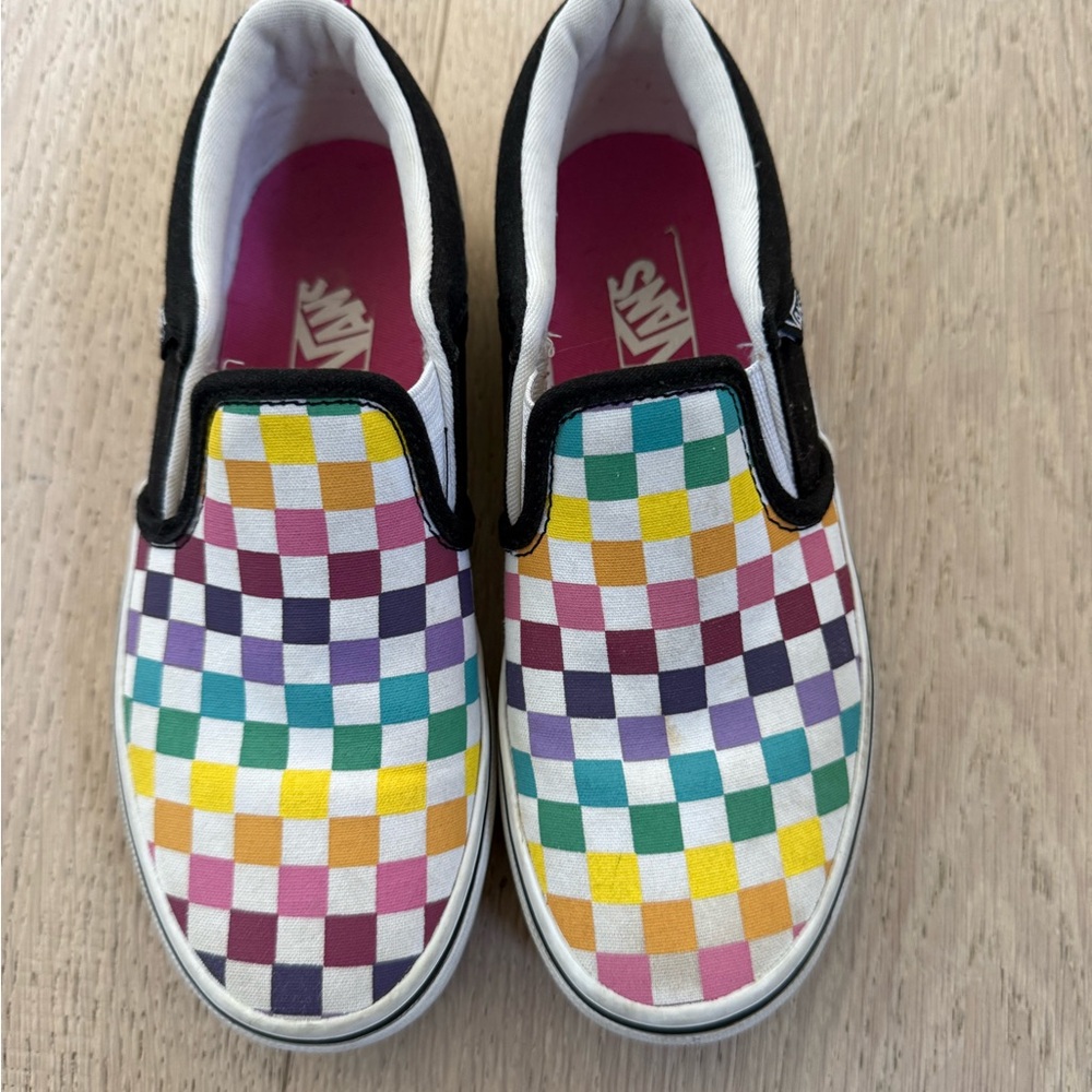 Vans Kids Slip-On Checkerboard Sneakers — Multi Color 3